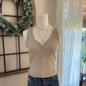 Abercrombie & Fitch Beige Buttoned Tank Top